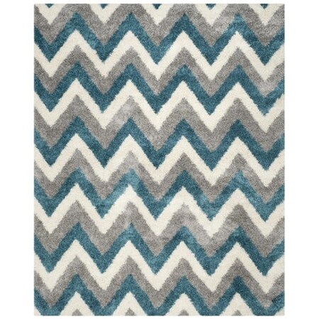 Safavieh Kids Shag Power Loomed Rectangle Rug- Ivory - Blue- 8 x 10 ft. SGK568C-8